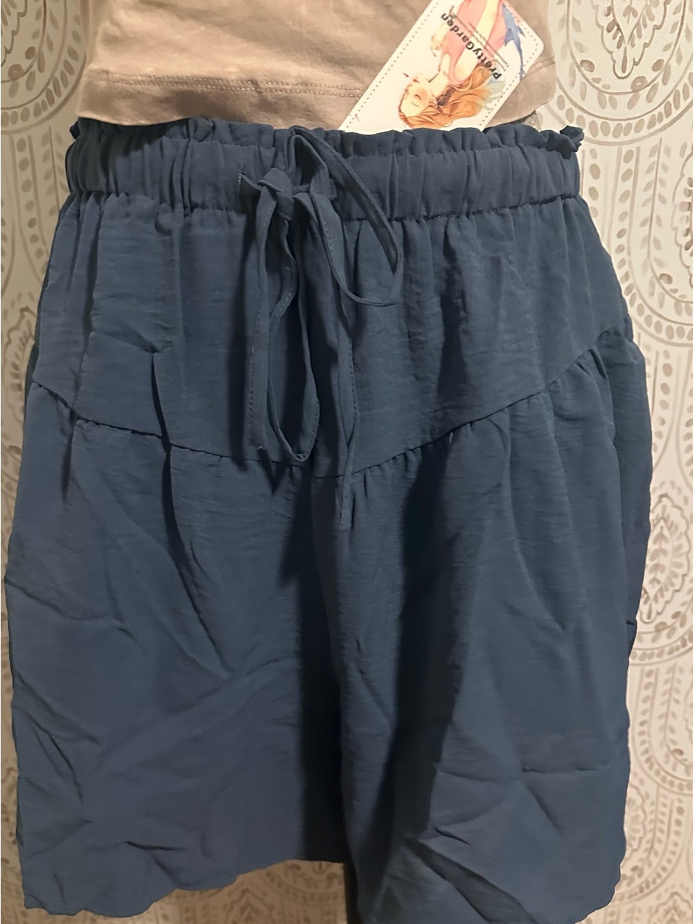 Drawstring Waist Blue Shorts
